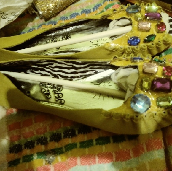 New naughty monkey mod disco jeweled flats suade - Picture 3 of 3